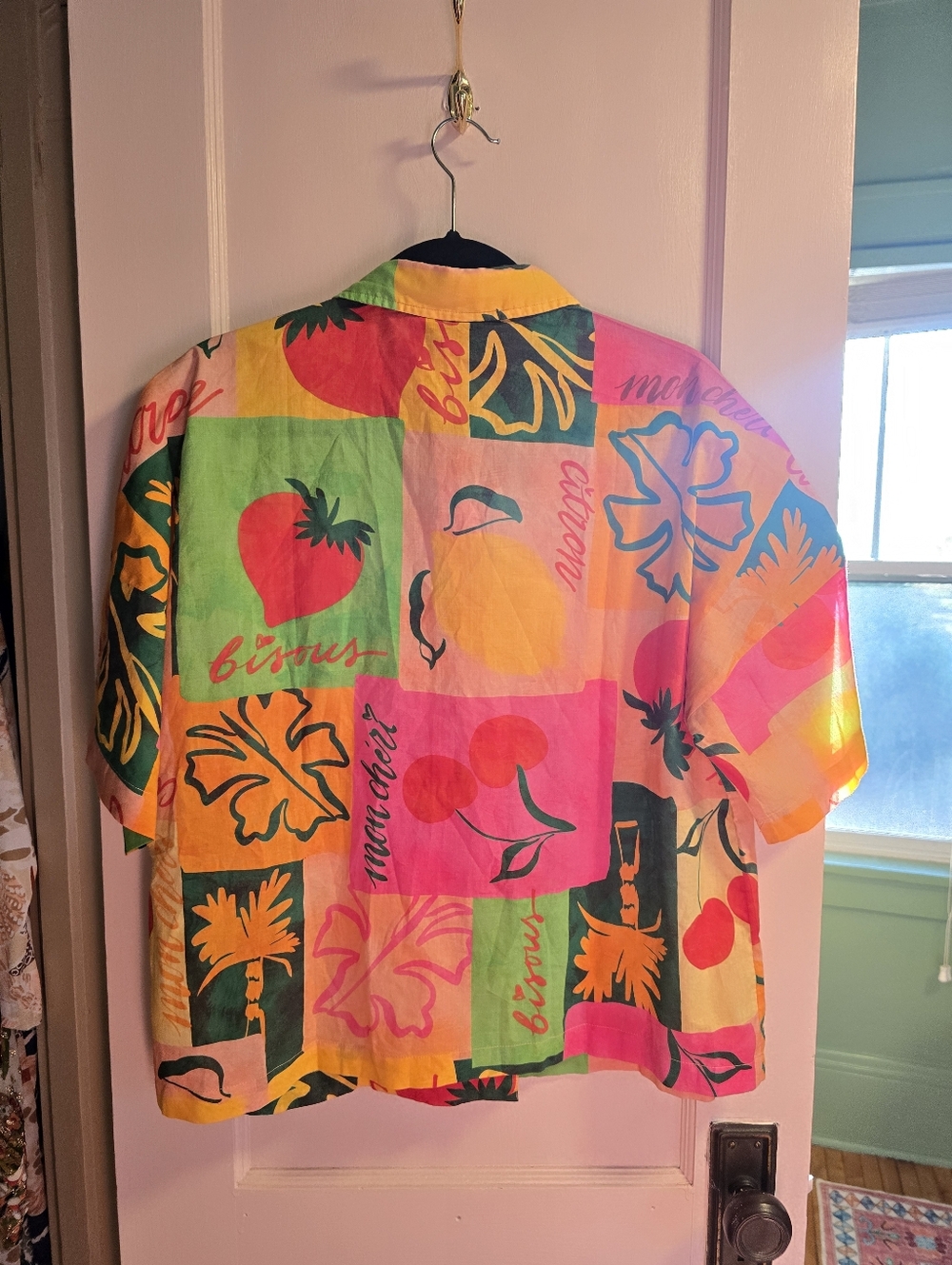 Beach Riot Naida Top In Fruit Market Button-Up Cotton Shirt Size Medium - Picture 7 of 7